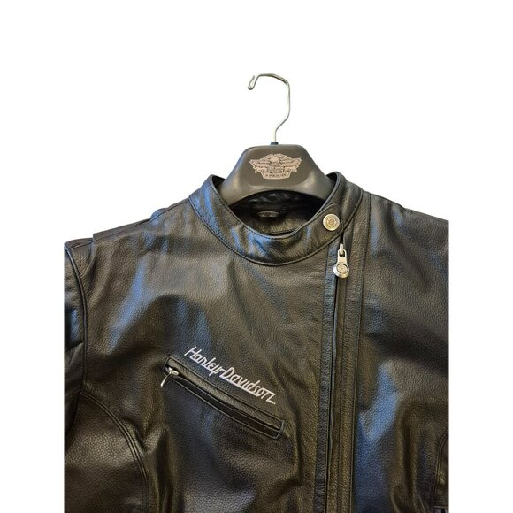 Harley-Davidson Black Leather Motorcycle Jacket  Women's Large Belted Waist - Picture 5 of 16